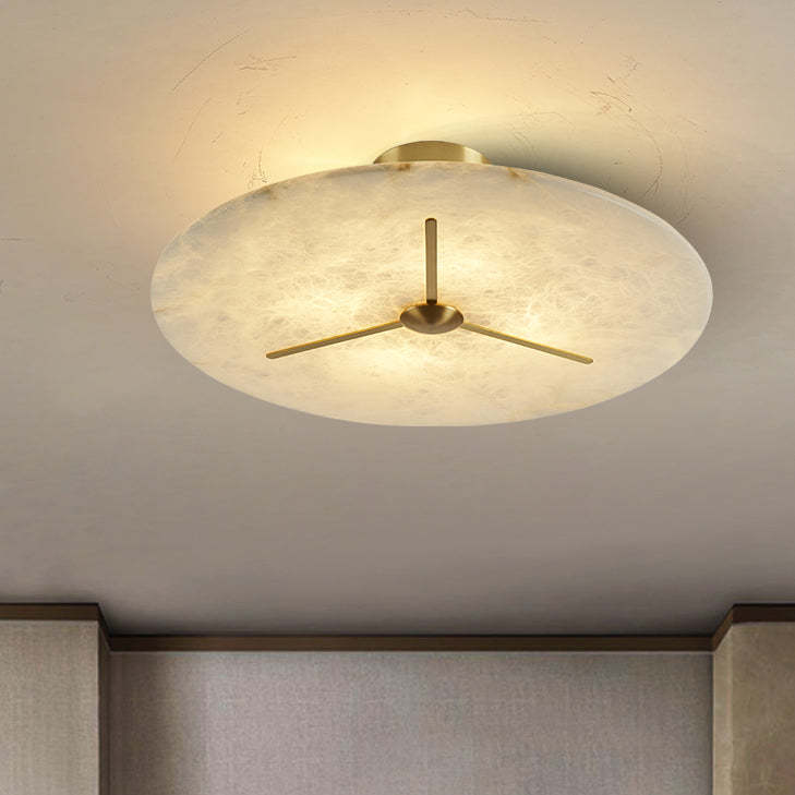 Mid-Century Alabaster Clock Ceiling Light — 110V-120V For US/CA