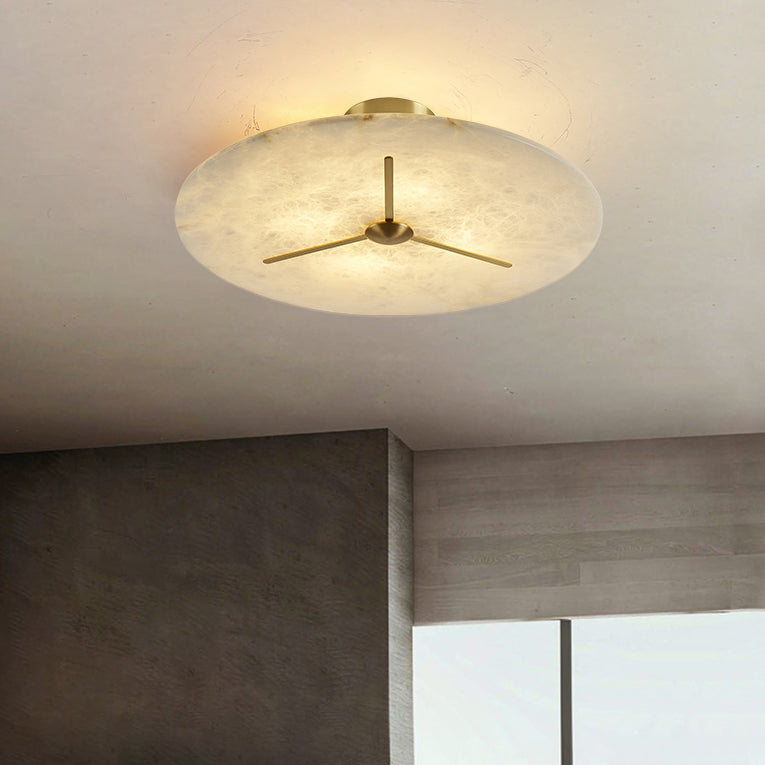 Mid-Century Alabaster Clock Ceiling Light — 110V-120V For US/CA
