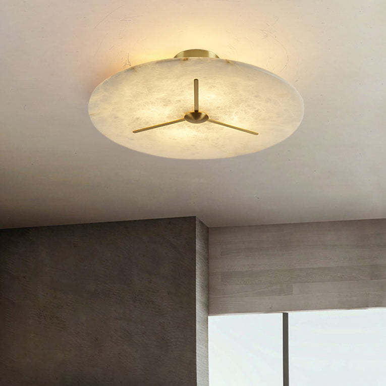 Mid-Century Alabaster Clock Ceiling Light — 110V-120V For US/CA
