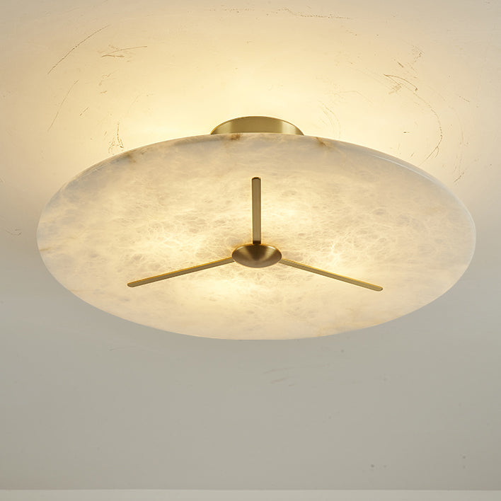 Mid-Century Alabaster Clock Ceiling Light