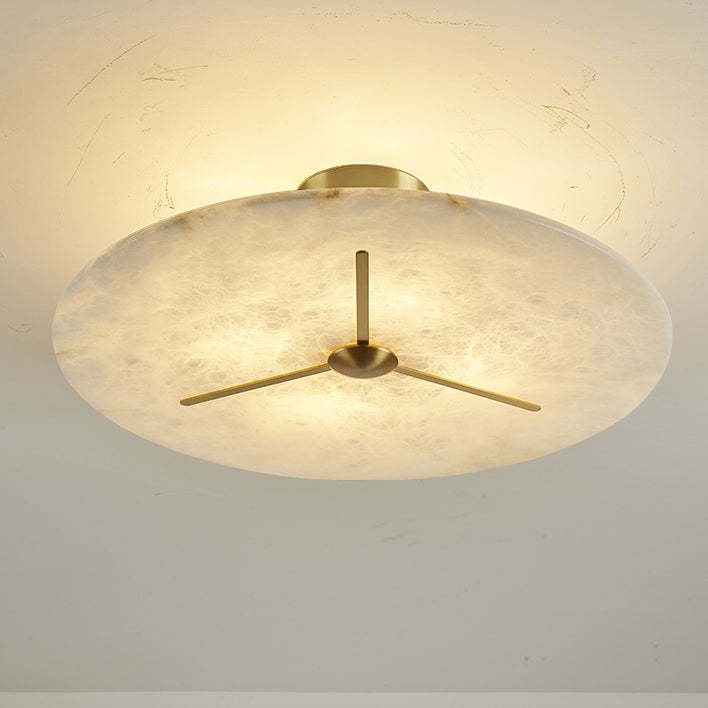 Mid-Century Alabaster Clock Ceiling Light