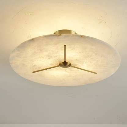 Mid-Century Alabaster Clock Ceiling Light