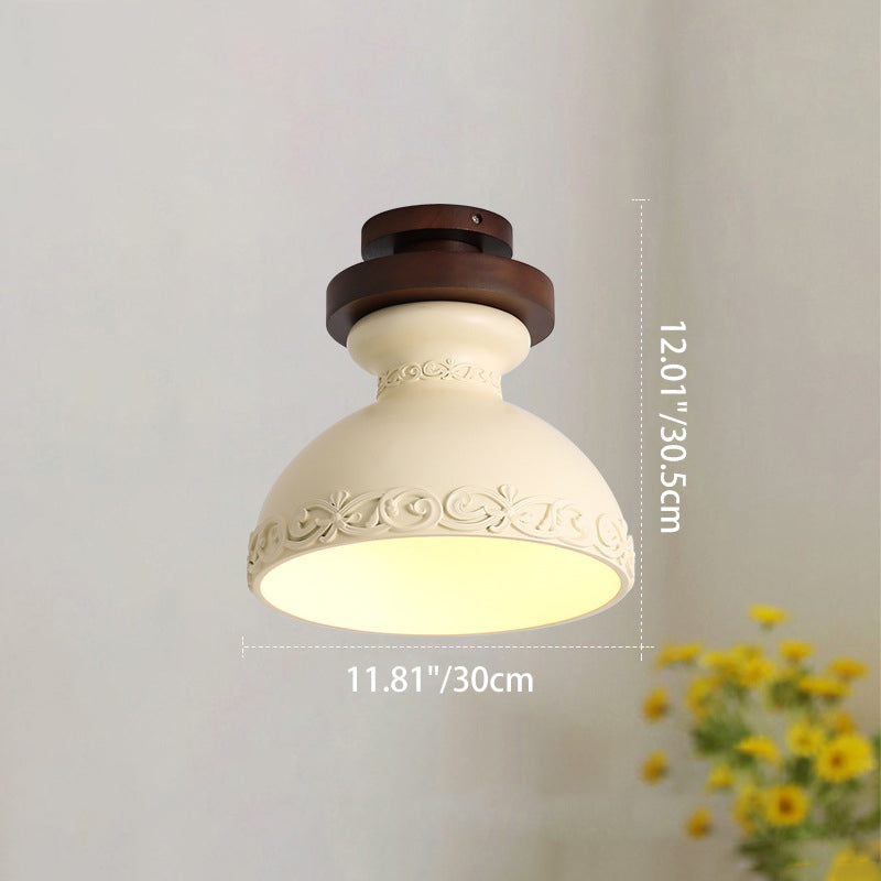French Resin Semi-Flush Ceiling Light
