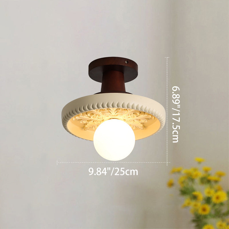 French Resin Semi-Flush Ceiling Light