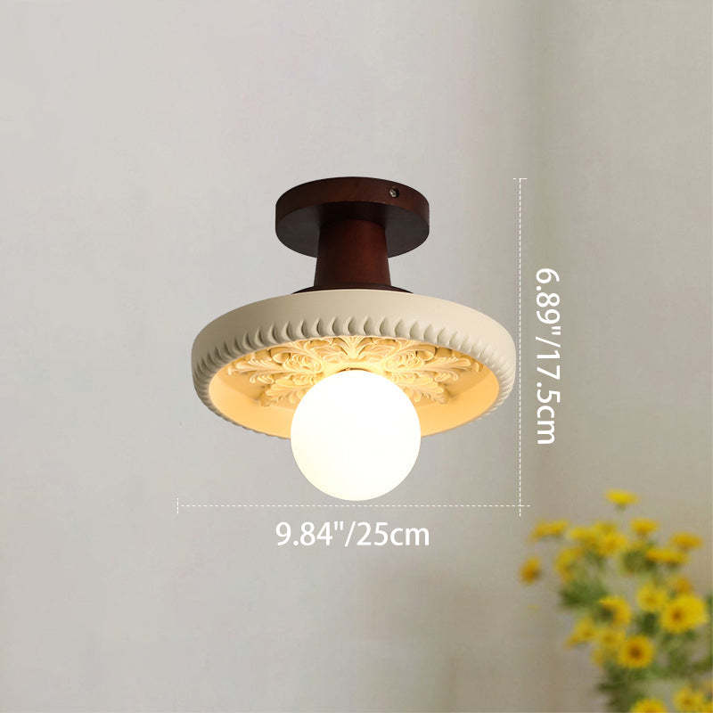 French Resin Semi-Flush Ceiling Light