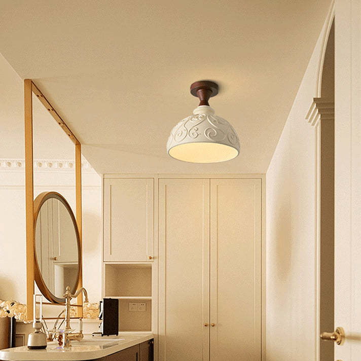 French Resin Semi-Flush Ceiling Light