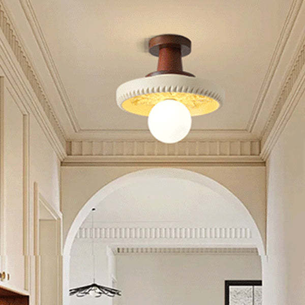 French Resin Semi-Flush Ceiling Light
