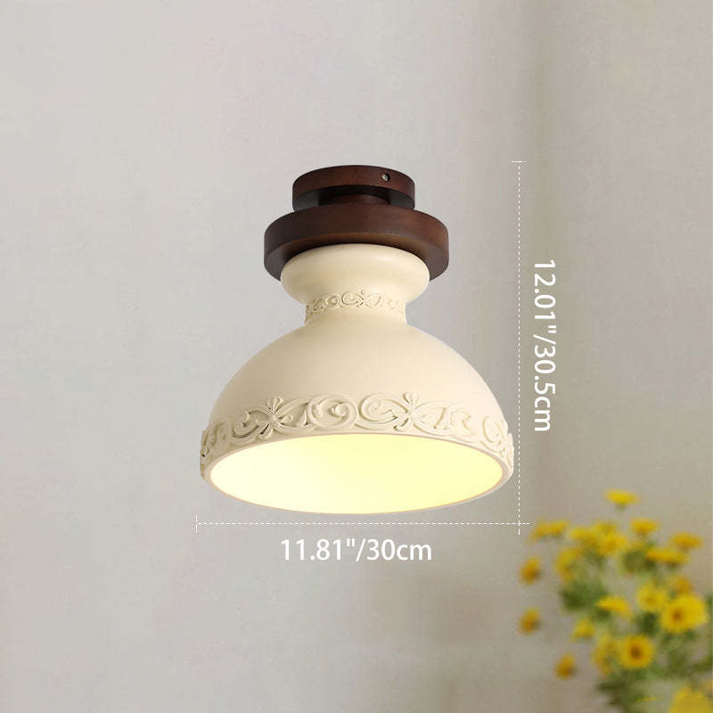 French Resin Semi-Flush Ceiling Light