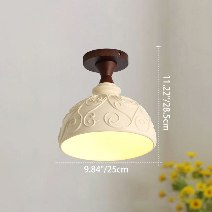 French Resin Semi-Flush Ceiling Light