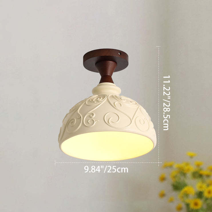 French Resin Semi-Flush Ceiling Light