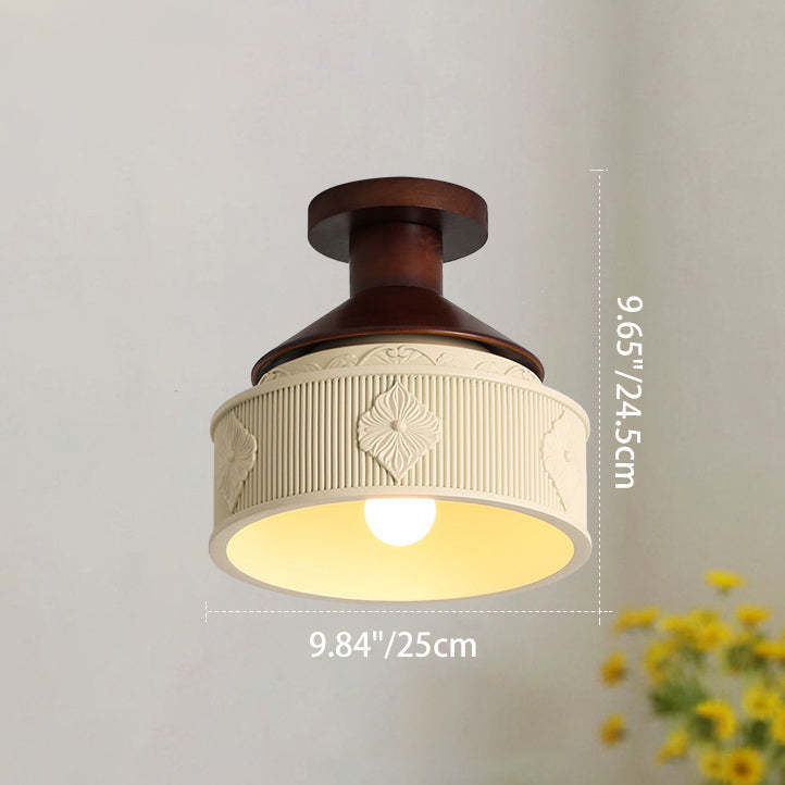 French Resin Semi-Flush Ceiling Light