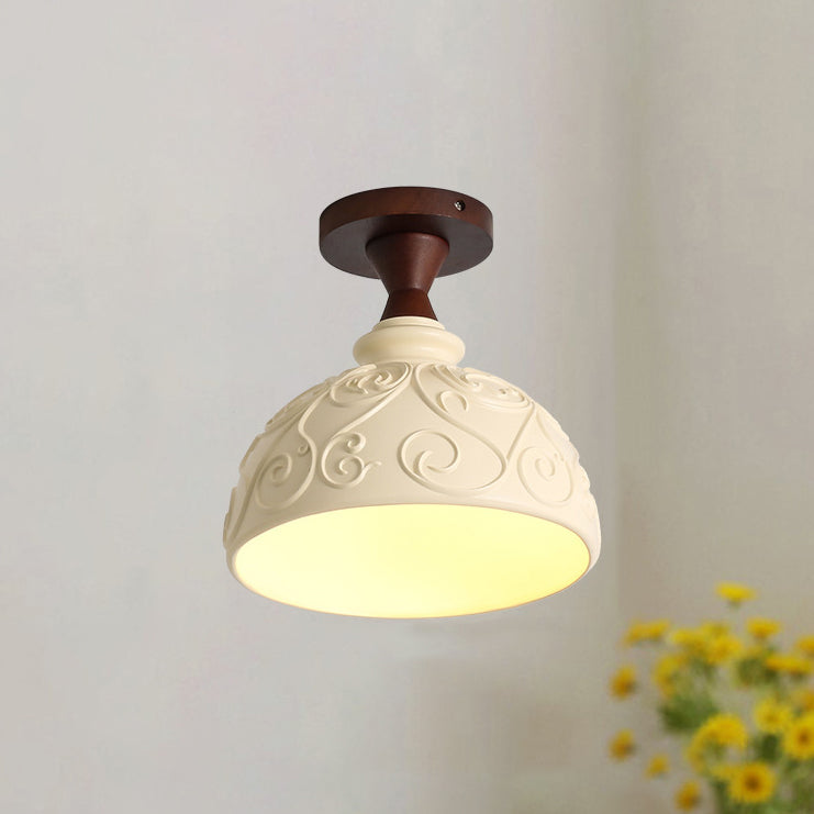 French Resin Semi-Flush Ceiling Light