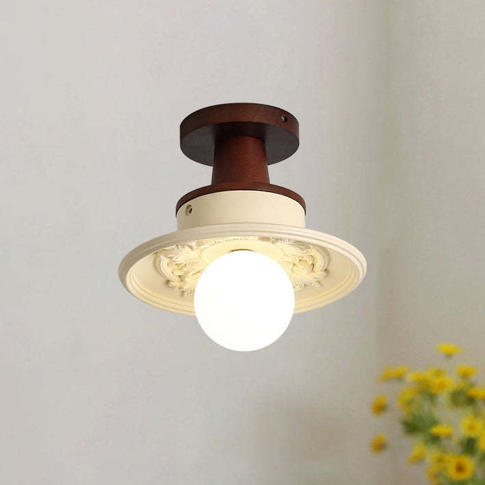 French Resin Semi-Flush Ceiling Light