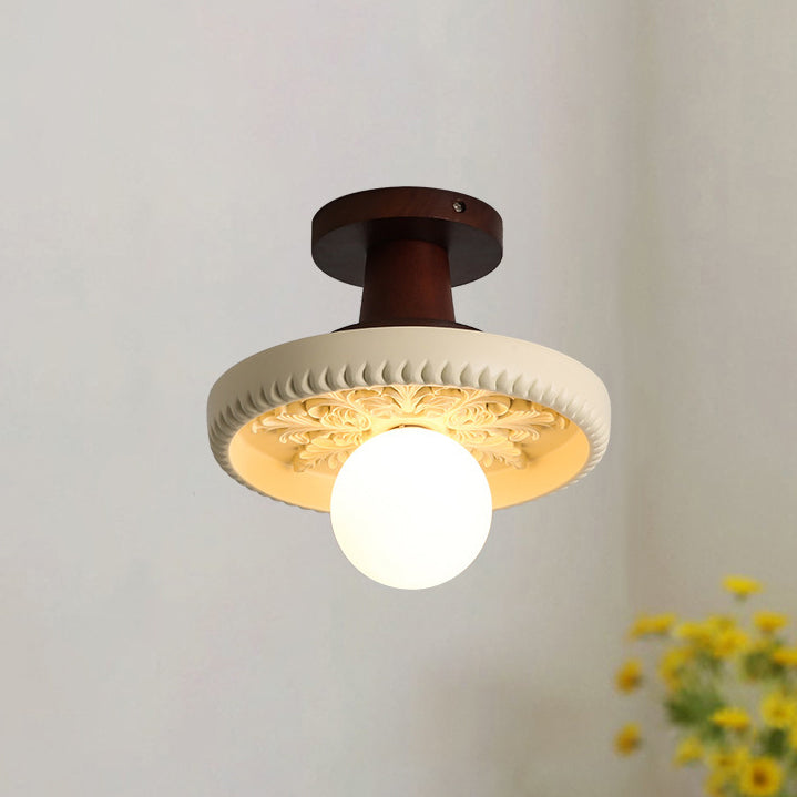 French Resin Semi-Flush Ceiling Light