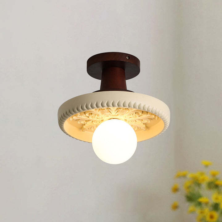 French Resin Semi-Flush Ceiling Light