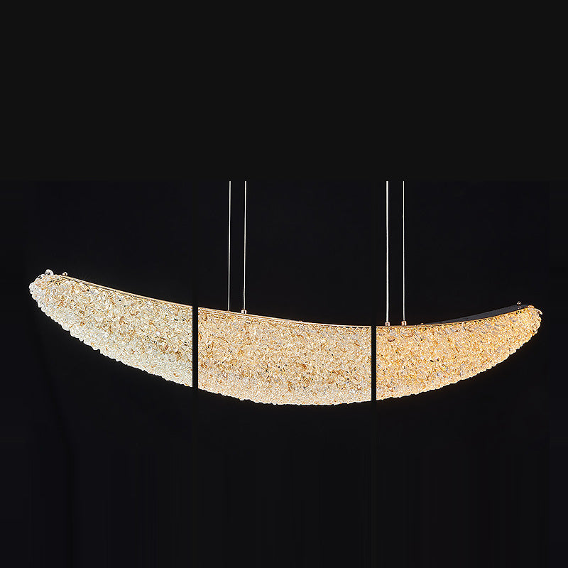 Modern Crystal Metal Banana Boat LED Island Chandelier
