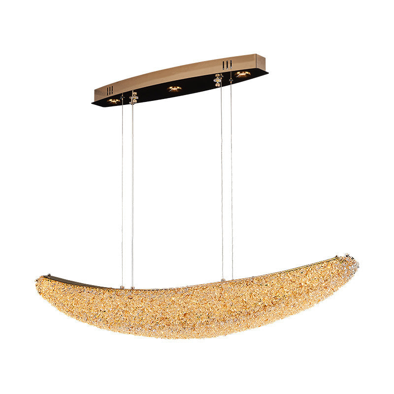 Modern Crystal Metal Banana Boat LED Island Chandelier