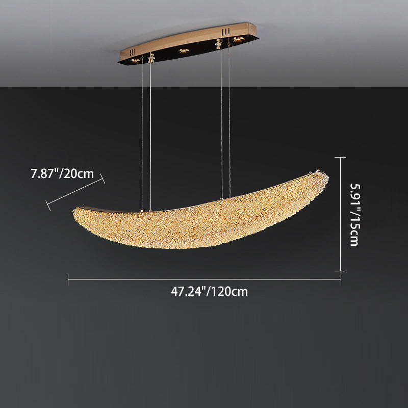 Modern Crystal Metal Banana Boat LED Island Chandelier — Infinitely Dimmable / 110V-120V For US/CA