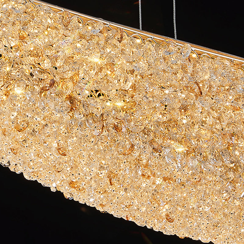 Modern Crystal Metal Banana Boat LED Island Chandelier — Infinitely Dimmable / 220V-240V For UK/AU