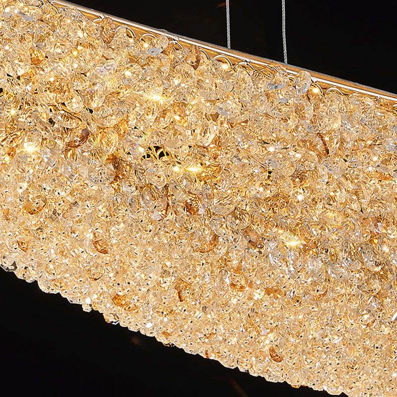 Modern Crystal Metal Banana Boat LED Island Chandelier — Infinitely Dimmable / 220V-240V For UK/AU