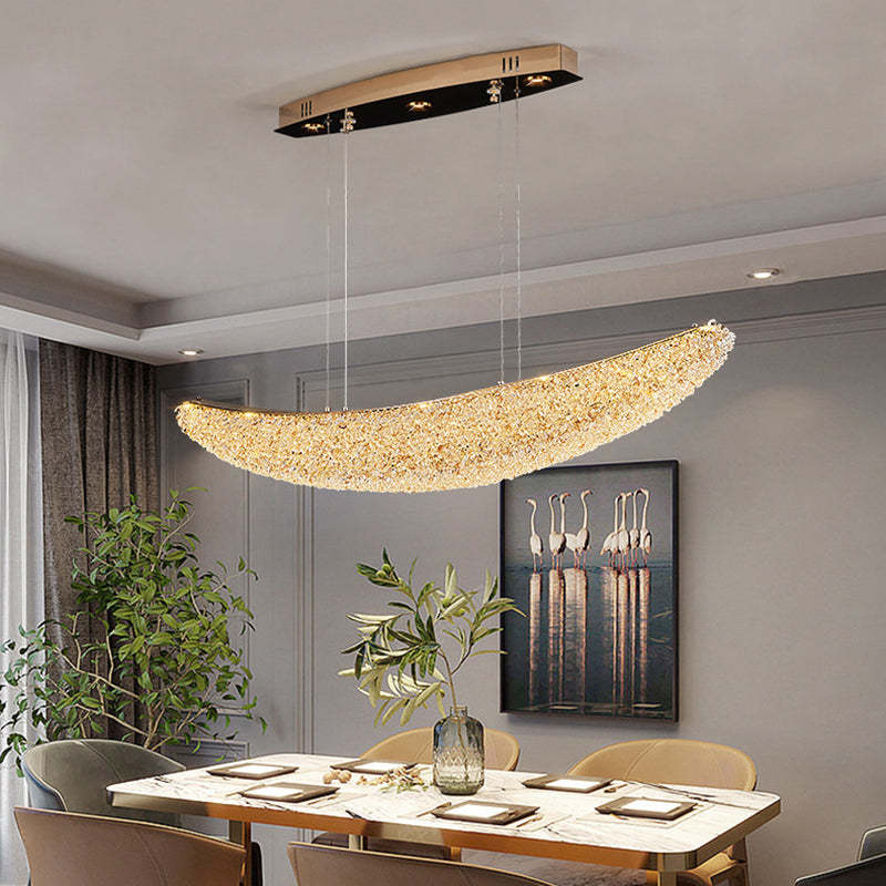 Modern Crystal Metal Banana Boat LED Island Chandelier — Neutral Light (4000K) / 110V-120V For US/CA