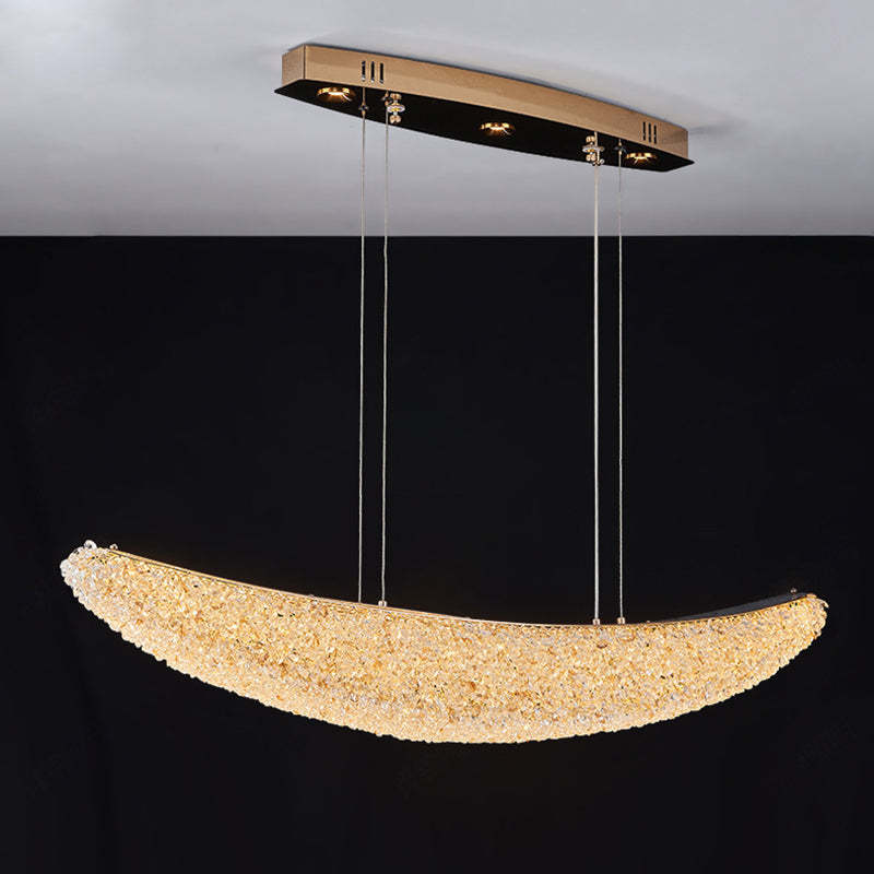 Modern Crystal Metal Banana Boat LED Island Chandelier