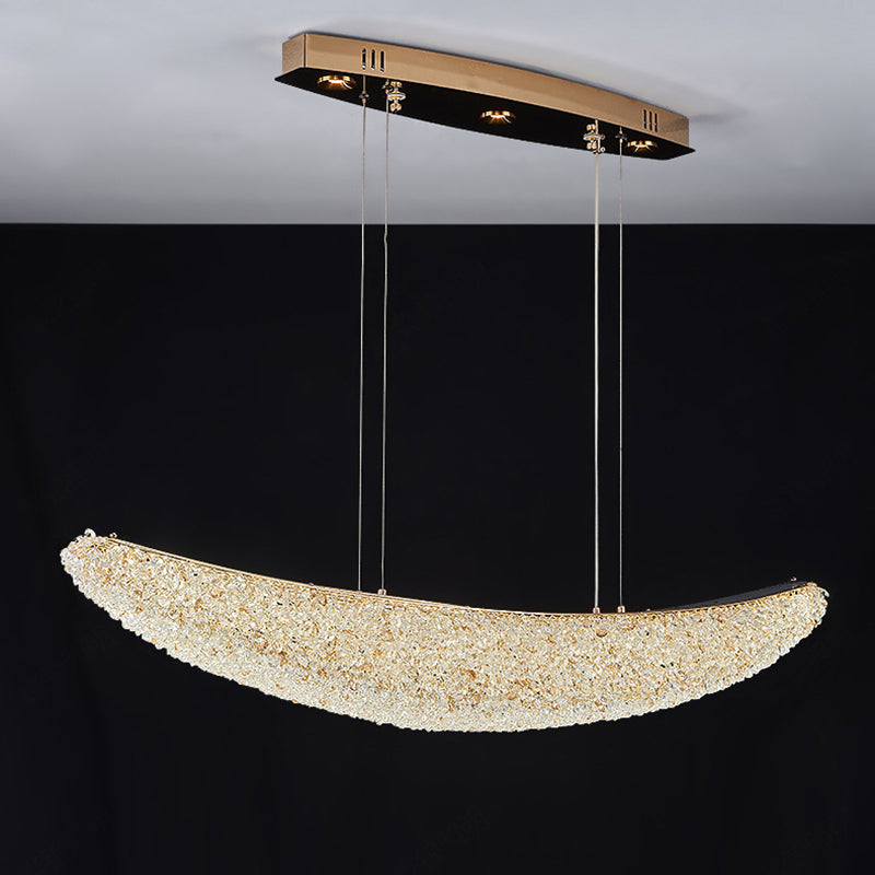 Modern Crystal Metal Banana Boat LED Island Chandelier