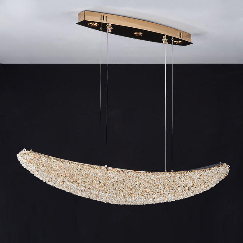 Modern Crystal Metal Banana Boat LED Island Chandelier — Neutral Light (4000K) / 220V-240V For UK/AU