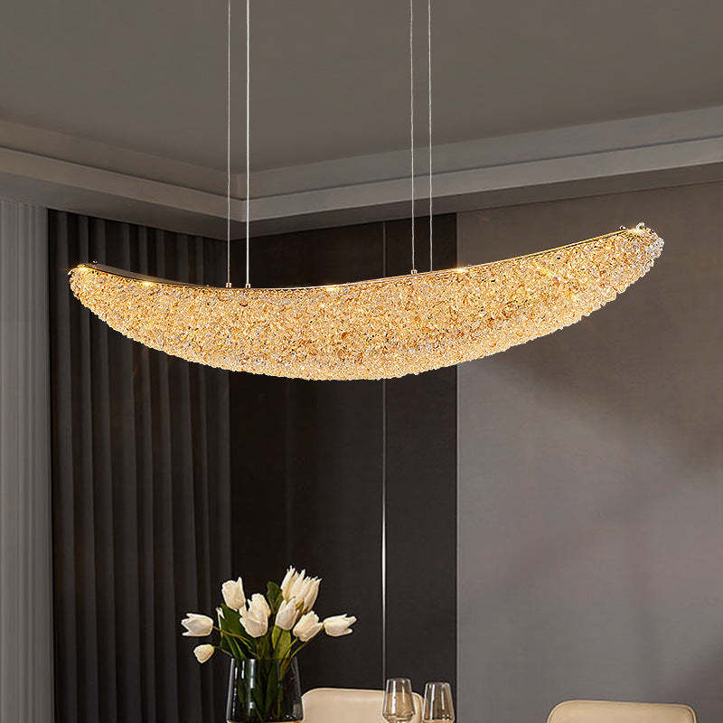 Modern Crystal Metal Banana Boat LED Island Chandelier — Warm Light(3000K) / 220V-240V For UK/AU