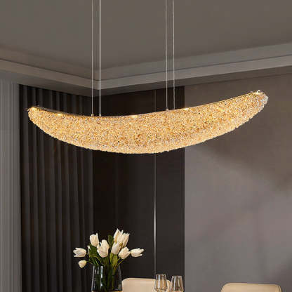 Modern Crystal Metal Banana Boat LED Island Chandelier — Warm Light(3000K) / 220V-240V For UK/AU