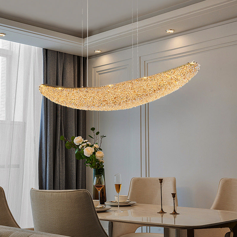 Modern Crystal Metal Banana Boat LED Island Chandelier — Warm Light(3000K) / 110V-120V For US/CA