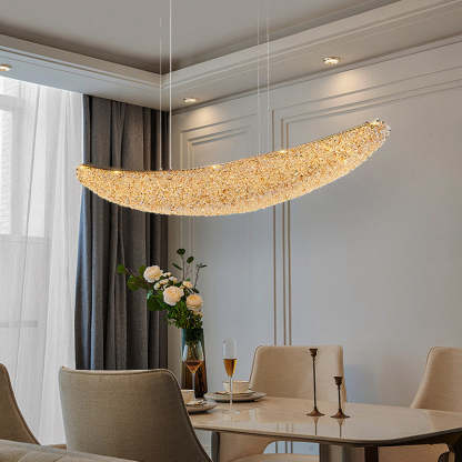Modern Crystal Metal Banana Boat LED Island Chandelier — Warm Light(3000K) / 110V-120V For US/CA