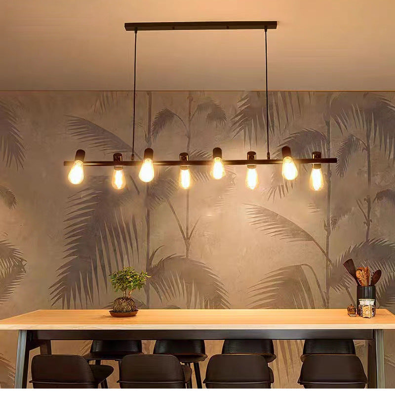 Industrial Iron Linear Bulb Island Chandelier — 6 / 110V-120V For US/CA