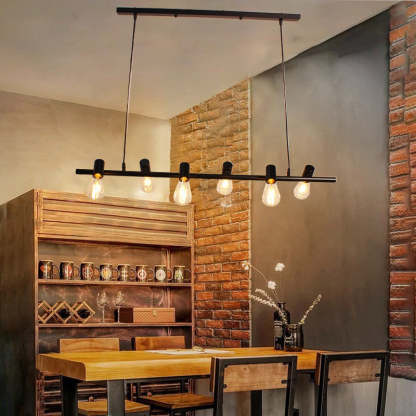 Industrial Iron Linear Bulb Island Chandelier — 10 / 110V-120V For US/CA