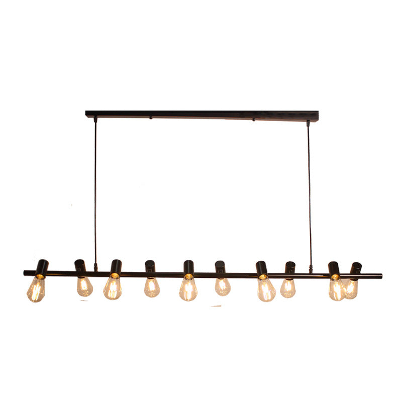 Industrial Iron Linear Bulb Island Chandelier