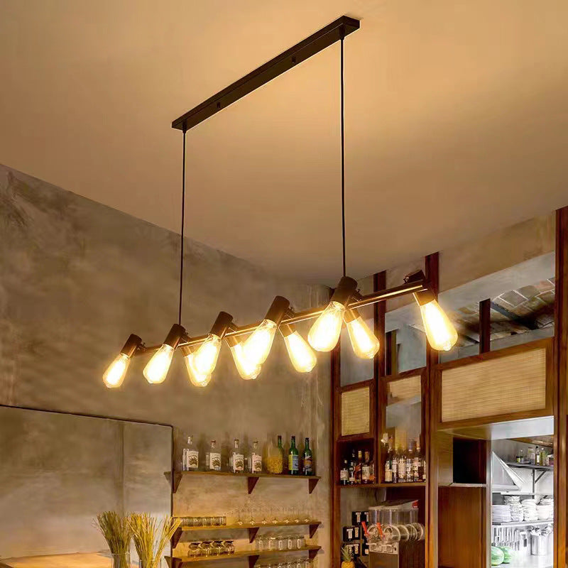 Industrial Iron Linear Bulb Island Chandelier — 6 / 220V-240V For UK/AU