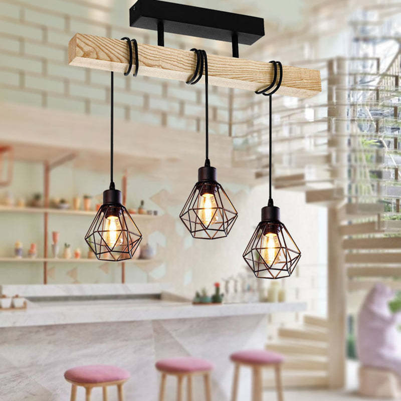 Contemporary island chandeliers in wood iron