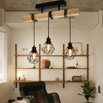 Lighom contemporary island wood chandeliers — Without Lamp Shade / 6-Light / 220V-240V (UK/AU)