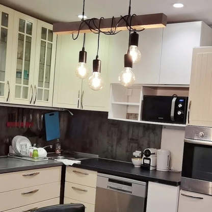 Industrial Wood Island Chandelier