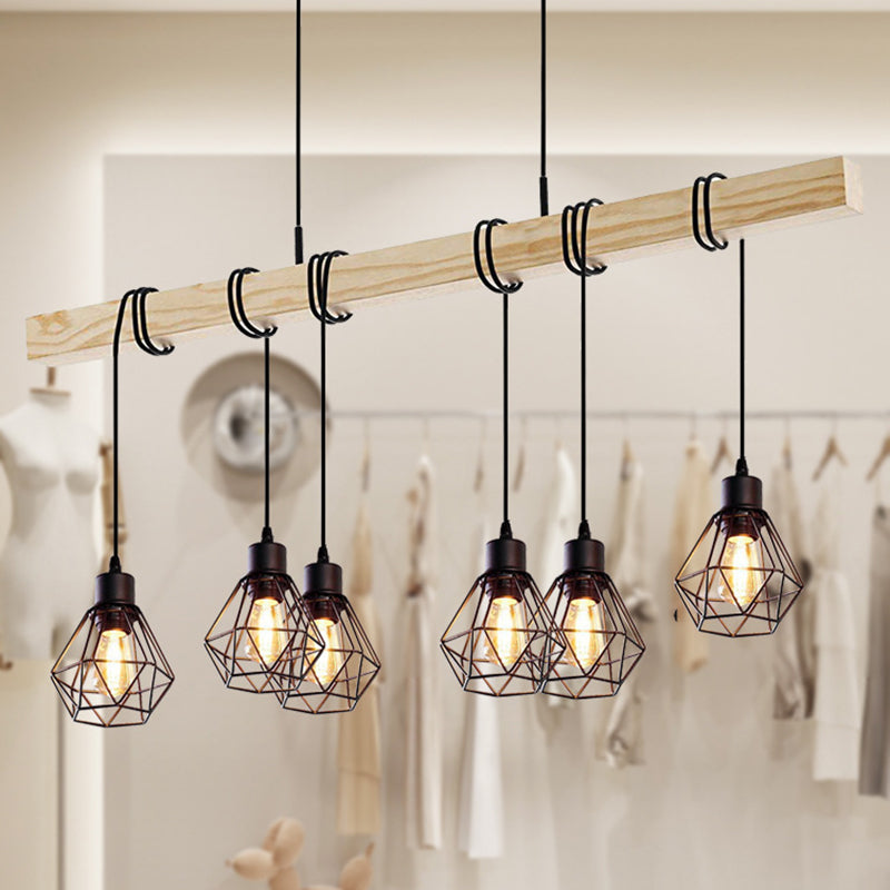 Wood iron island chandeliers - contemporary