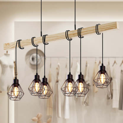 Wood iron island chandeliers - contemporary