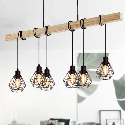 Industrial Wood Island Chandelier