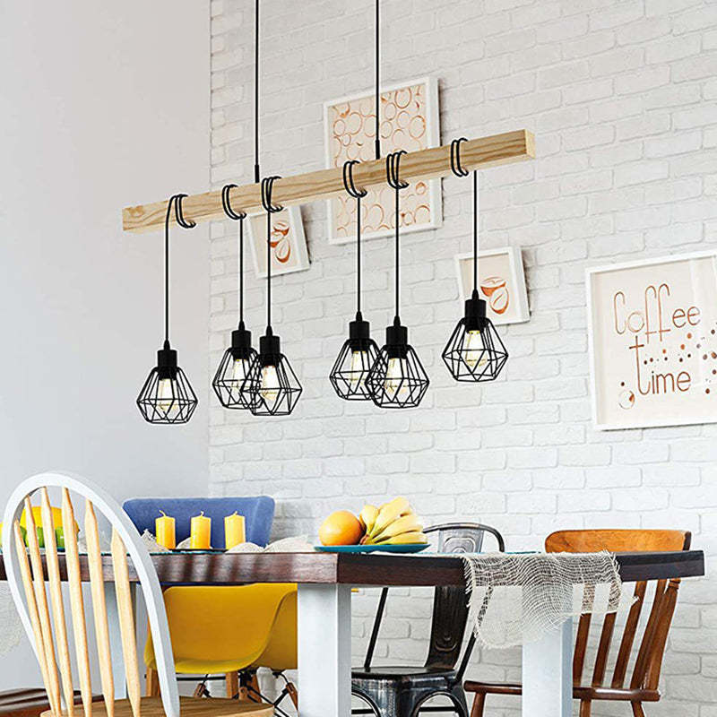 Industrial Wood Island Chandelier
