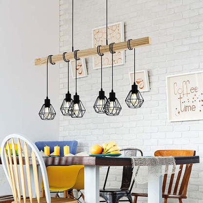 Industrial Wood Island Chandelier