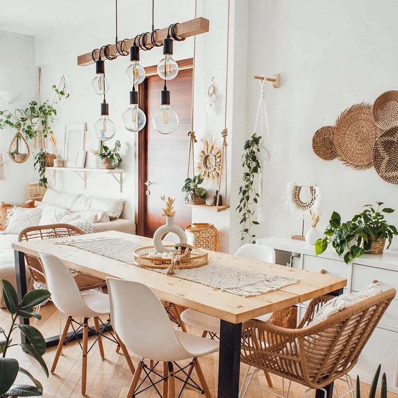 Industrial Wood Island Chandelier