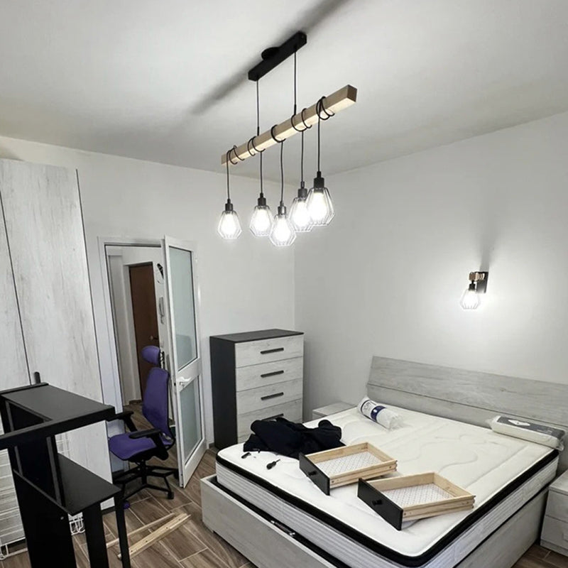Industrial Wood Island Chandelier