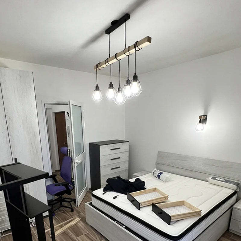 Industrial Wood Island Chandelier