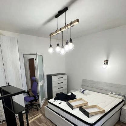 Industrial Wood Island Chandelier
