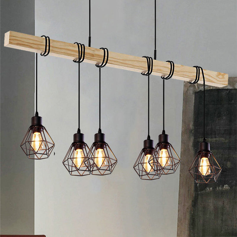 Industrial Wood Island Chandelier