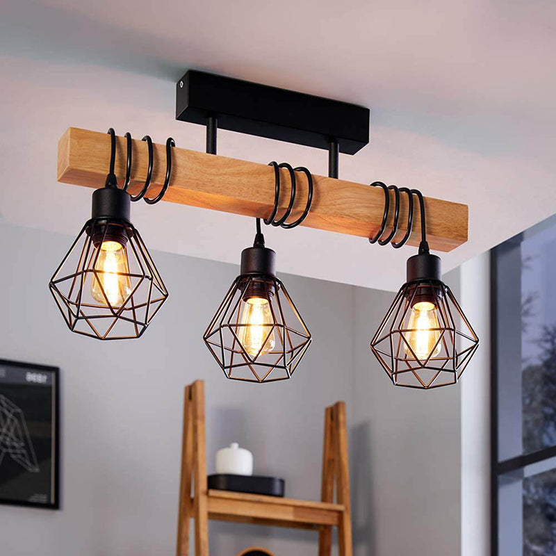 Industrial Wood Island Chandelier